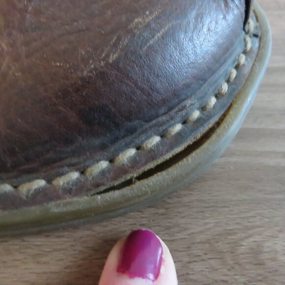 VINTAGE DR. MARTENS Slip On Chunky Wedge Brown Leather Sandals Clogs Y2K Size 6 - Picture 15 of 15